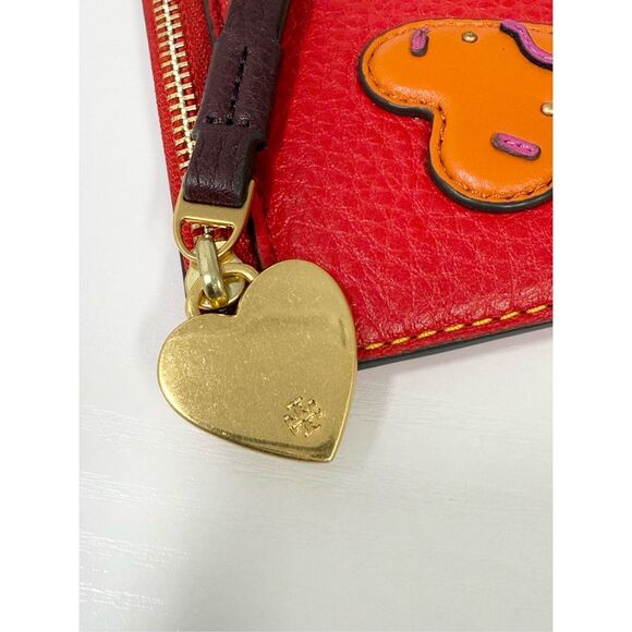 Tory Burch Perry Patchwork Hearts Card Case Zip Wallet ID - Picture 5 of 7